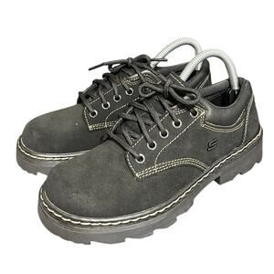 Vintage Y2K Skechers 45120 Parties Chunky Heel Black Leather Oxfords Womens 8